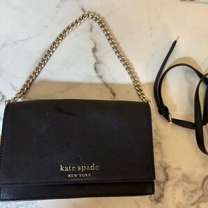 Kate Spade Black Crossbody Bag with Gold Chain